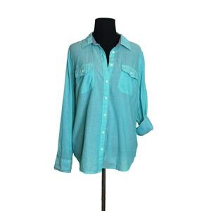 St. John's Bay light blue cotton buttoned casual shirt size PL